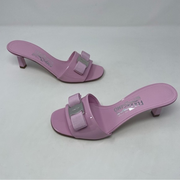 Salvatore Ferragamo Glo Patent Leather Mule Slide Sandal in Amaretti Calf - NWT - Picture 12 of 15